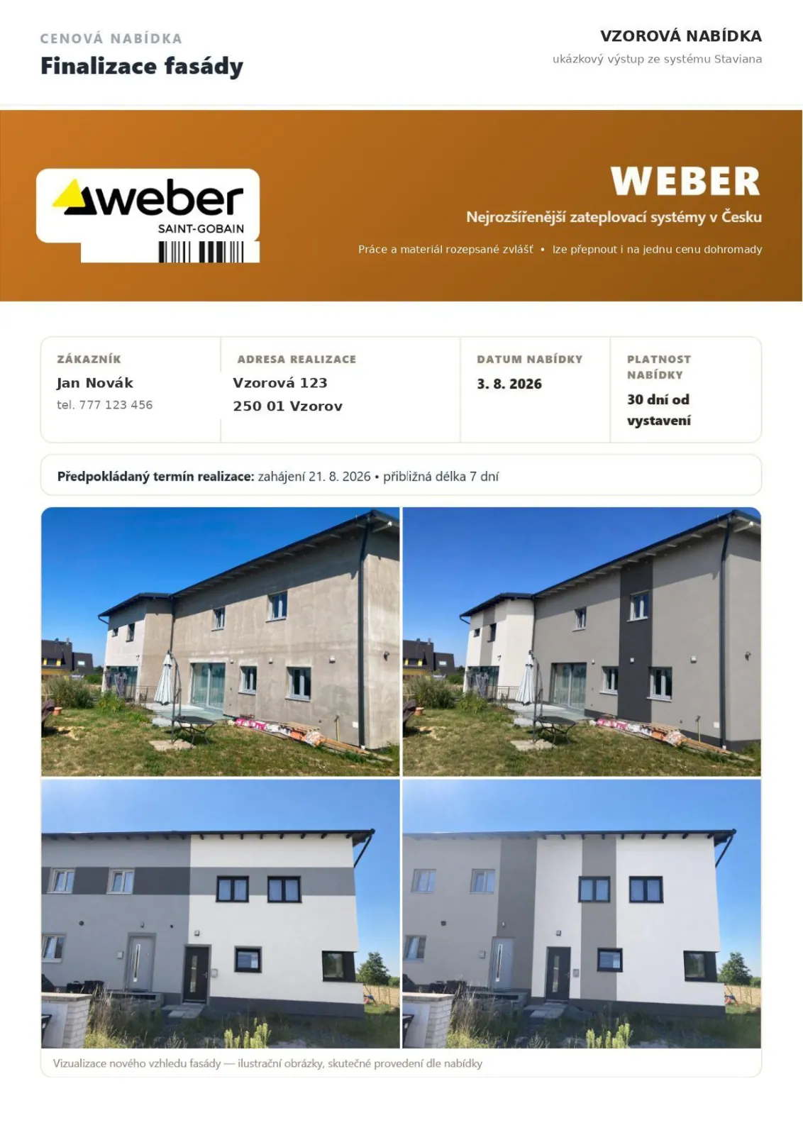 Ukázková nabídka ze Staviany — systém Weber, strana 1
